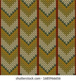 Soft downward arrow lines christmas knit geometric seamless pattern. Carpet hosiery textile print. Traditional seamless knitted pattern. Repeatable background.
