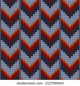 Soft downward arrow lines christmas knit geometric seamless pattern. Carpet knitwear fabric print. Nordic style seamless knitted pattern. Winter holidays wallpaper.