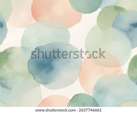 Soft, dreamlike watercolor background featuring abstract natural landscape with gentle green, blue, and peach colors. Serene artistic texture.