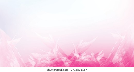 Um fundo abstrato suave e sonhador com tons delicados de rosa e branco, apresentando florais borrados ou formas semelhantes a penas na parte inferior.