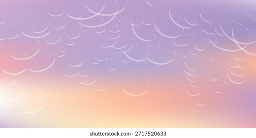 Ein weicher, verträumter abstrakter Hintergrund mit einem Farbverlauf von Pastellfarben von Gelb und Orange bis Rosa und Lila, mit zarten weißen Wirbelmustern, die über den oberen Teil verstreut sind.