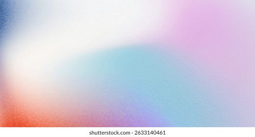Soft, dreamy abstract vector background with smooth color gradients blending blue, red, pink, and white tones, enhanced by a subtle halftone texture for a modern, ethereal look.