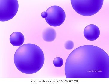 Soft and dreamy background design with floating purple 3D spheres on a light pink gradient backdrop. The glowing orbs and pastel hues create a calm, elegant, and futuristic visual.