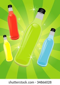 Soft drink bottles color set, Background Vector