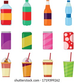 Botellas de refresco, helado y soda ilustraciones vectoriales