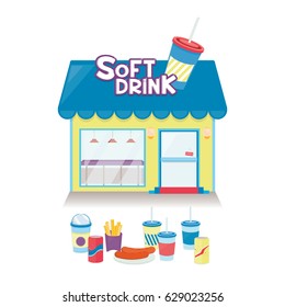Soft drink Cafe. Vector illustration in flat style.