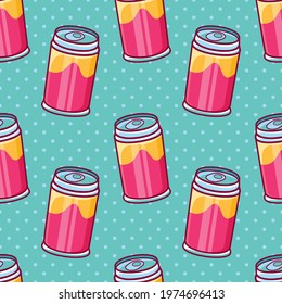 soft drink can seamless pattern vector illustration in flat style 