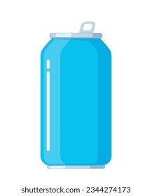 Soft drink can. Soda drink aluminum blue can. Vector illustration