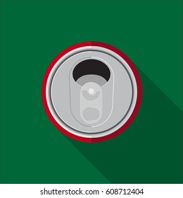 Soft Drink Can, Top View Vector Flat Design.