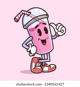 Soft Drink cartoon mascot character vector illustration