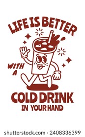 Soft drink character design for website, application, printing, document, poster, sticker design, etc.