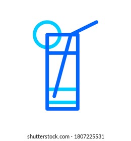 Soft drink concept icon  in blue line style isolated on white background