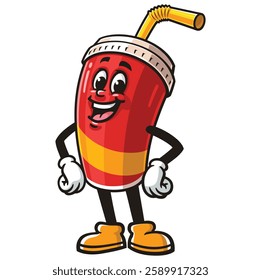 Soft drink cup character mascot cartoon laughing happily