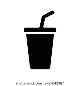 Soft Drink Cup Icon Black Silhouette Beverage Symbol