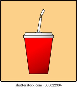 Soft Drink Cup Icon, a vector illustration of a soft drink cup icon, isolated on a simple rounded rectangle background (editable).