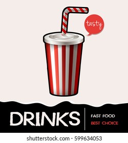 Soft drink in cup on poster illustration