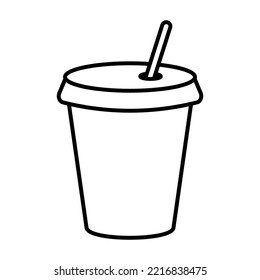 Soft drink cup outline vector icon. Linear style sign for food mobile concept and web design. Logo Soft drink cup illustration. Single high quality symbol.