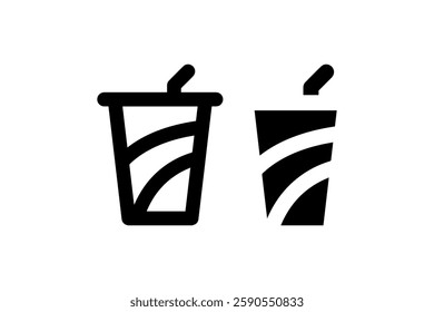 Soft drink cup with straw icon Vector