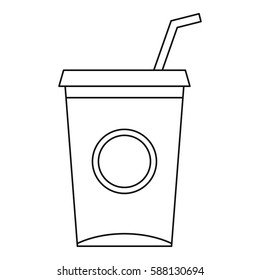 Soft drink cup with straw icon. Outline illustration of soft drink cup with straw vector icon for web