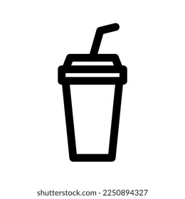 Soft drink cup with straw outline icon. Beverage line sign. Editable stroke. Vector graphics