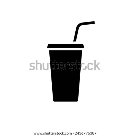 Soft drink cup with straw vector simple icon isolated on white background. Element for movie, cinema concept. Icon for web design.