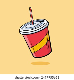 Soft drink cup vector illustration. Suitable for carbonated drink, soda, and beverages cartoon element.