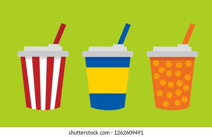 Soft drink cup vector set