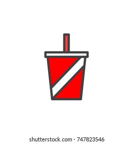 Soft drink filled outline icon, line vector sign, linear colorful pictogram isolated on white. Nonalcoholic beverage symbol, logo illustration. Pixel perfect vector graphics