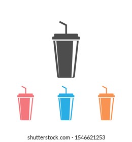 Soft drink flat icon set. vector illustration