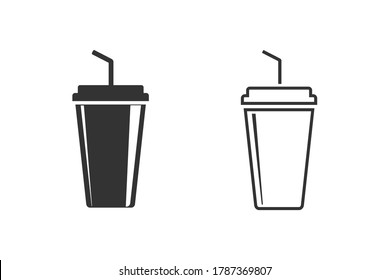 Soft drink flat line icon set. vector illustration