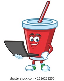 Soft Drink with gadget  mascot  character vector design