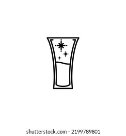 soft drink glass icon with cold water on white background. simple, line, silhouette and clean style. black and white. suitable for symbol, sign, icon or logo