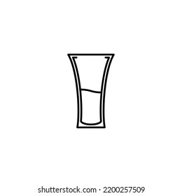 soft drink glass icon with half filled with water on white background. simple, line, silhouette and clean style. black and white. suitable for symbol, sign, icon or logo