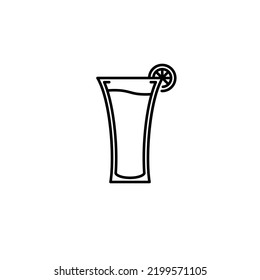 soft drink glass icon with lemon slice on white background. simple, line, silhouette and clean style. black and white. suitable for symbol, sign, icon or logo