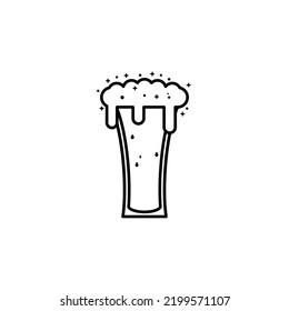 soft drink glass icon with soda and foam on white background. simple, line, silhouette and clean style. black and white. suitable for symbol, sign, icon or logo