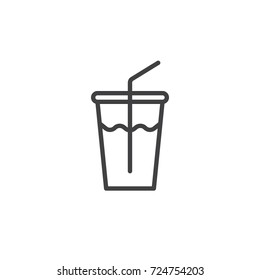 Soft drink glass line icon, outline vector sign, linear style pictogram isolated on white. Symbol, logo illustration. Editable stroke