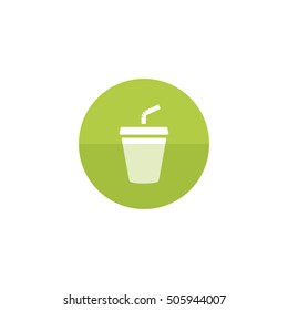 Soft drink icon in flat color circle style. Junk fast food