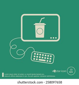Soft drink icon and flat design elements. Line icons for application development, web page coding and programming,  web design, creative process, social media, seo.