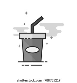 Soft drink icon in flat outlined grayscale style. Vector illustration.