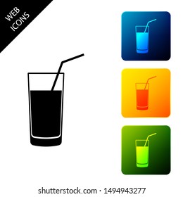 Soft drink icon isolated. Set icons colorful square buttons. Vector Illustration