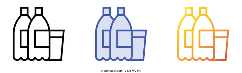 Icono de refresco. Lineal, relleno azul y diseño de estilo degradado aislado sobre fondo blanco