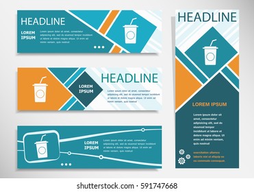 Soft drink icon on horizontal and vertical banner. Modern banner design template.
