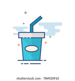 Soft drink icon in outlined flat color style. Vector illustration.