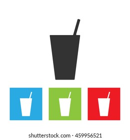 Soft drink icon. Simple logo of soft drink isolated on white background. Flat vector illustration.