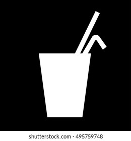 Soft drink icon. Simple logo isolated on black background. Flat illustration.