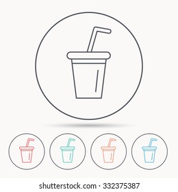 Soft drink icon. Soda sign. Linear circle icons.