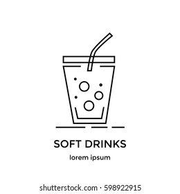 Soft drink icon. Soda sign. Linear style.