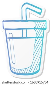 Soft drink icon in sticker color style. Junk fast food high sugar