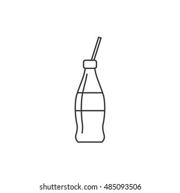 Soft drink icon in thin outline style. Junk fast food high sugar
