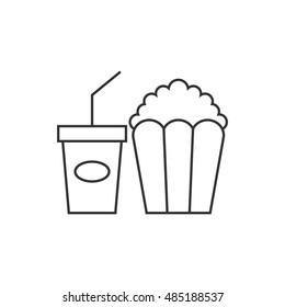 Soft drink icon in thin outline style. Junk fast food high sugar